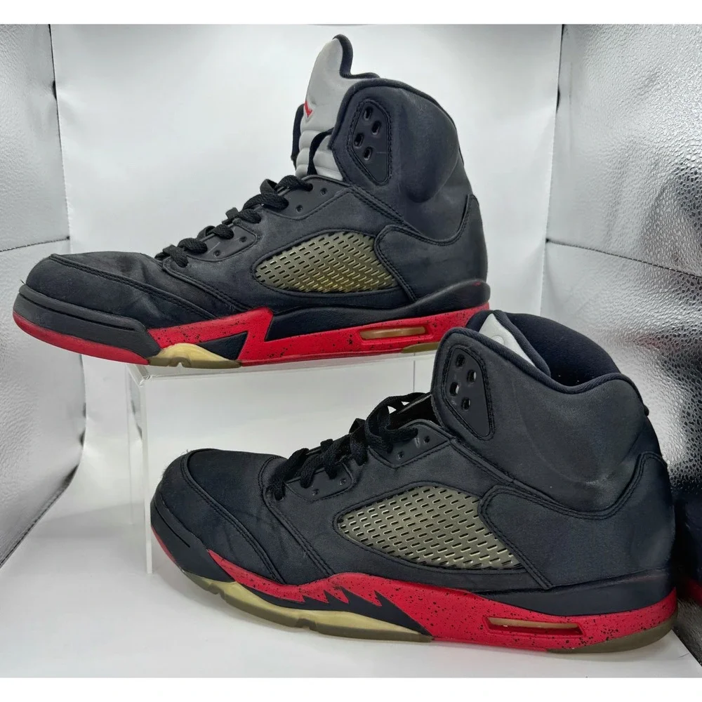 Nike Air Jordan 5 Retro Satin Bred 2018 136027-006 Size 13 Black Red Silver OG